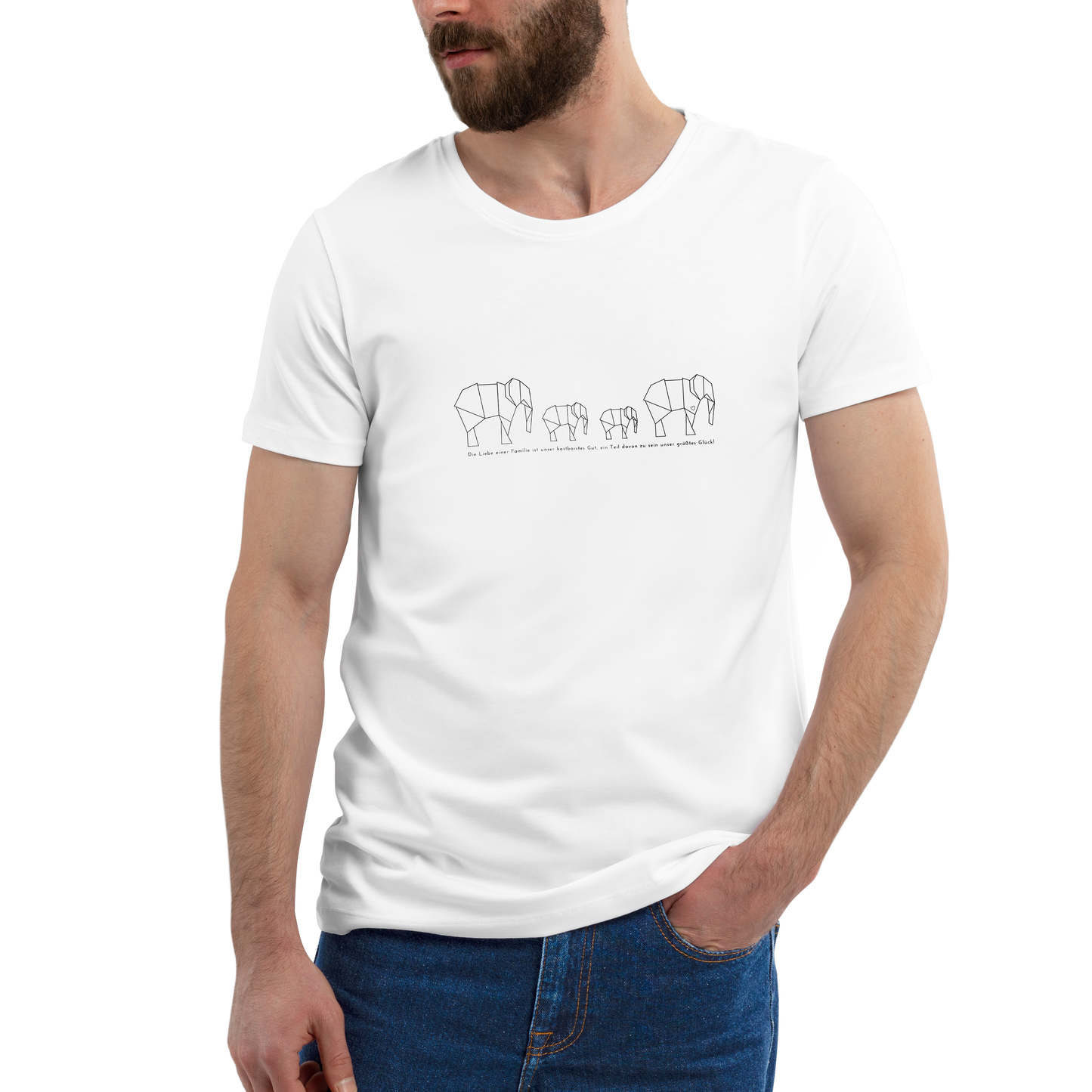 Die Liebe einer Familie..., Spruch mit vier Elefanten I Premium Bio Shirt Herren